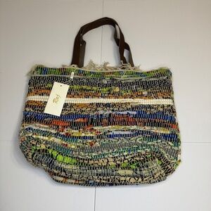 Raj Handwoven Multicolor Boho Tote Bag | Large Carryall Beach Market Bag